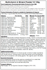 Multivitamins & Minerals Powder V2 – Methylated Vitamins (Folate, B6 ‘P5P’ & B12)